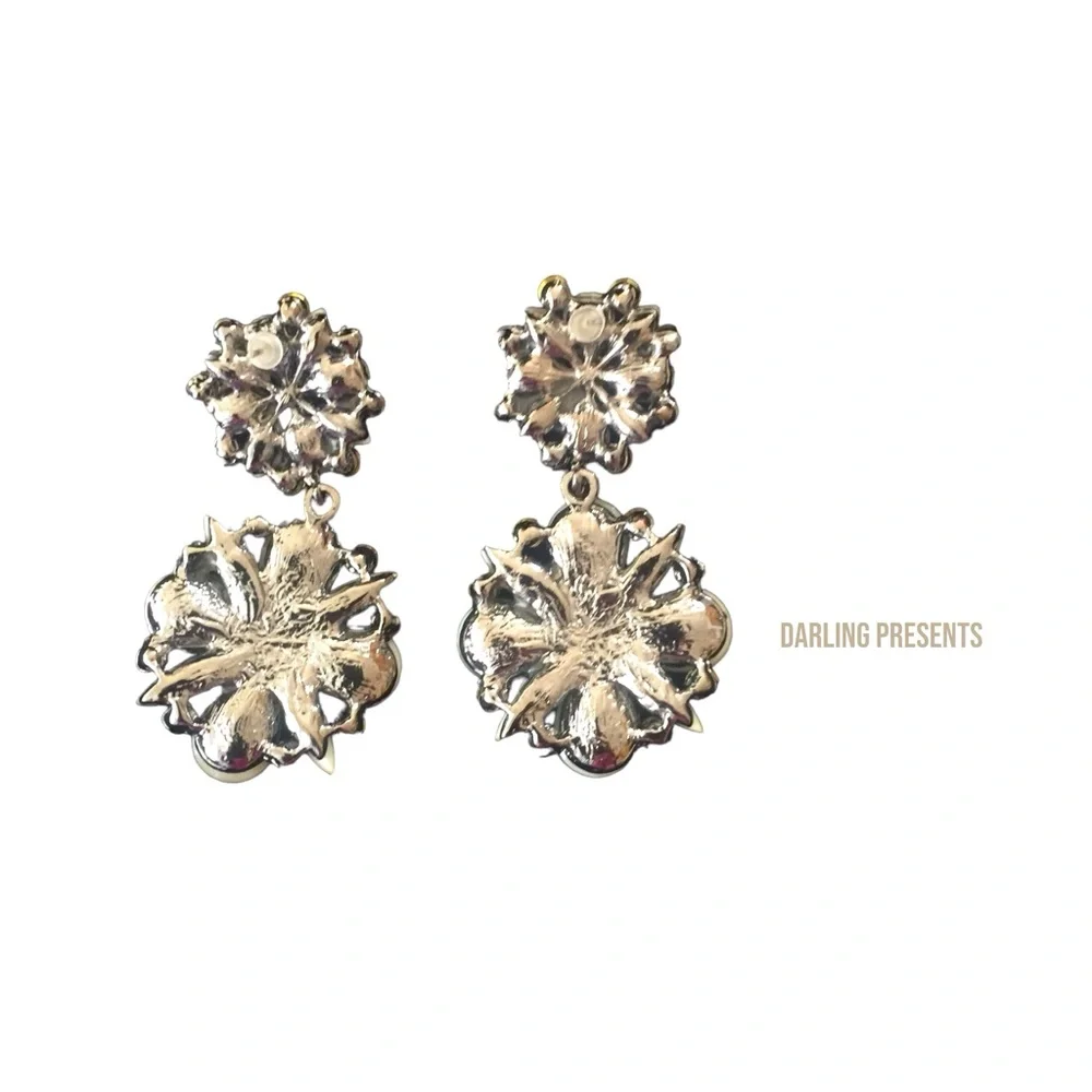 T & J Designs Floral Drop Earrings Women Color White